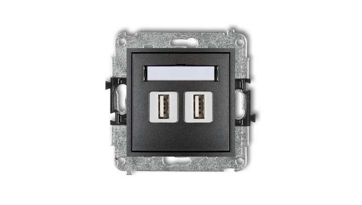MINI Gniazdo podwójne 2xUSB-AA 2.0 grafitowy 11MGUSB-2