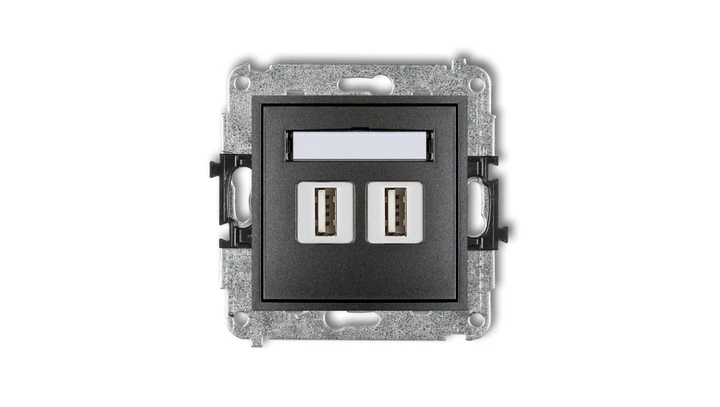 MINI Gniazdo podwójne 2xUSB-AA 3.0 grafitowe 11MGUSB-6