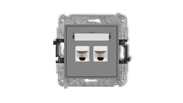 MINI Gniazda komputerowe podwójne 2xRJ45, kat. 5e, 8-stykowy szary mat 27MGK-2