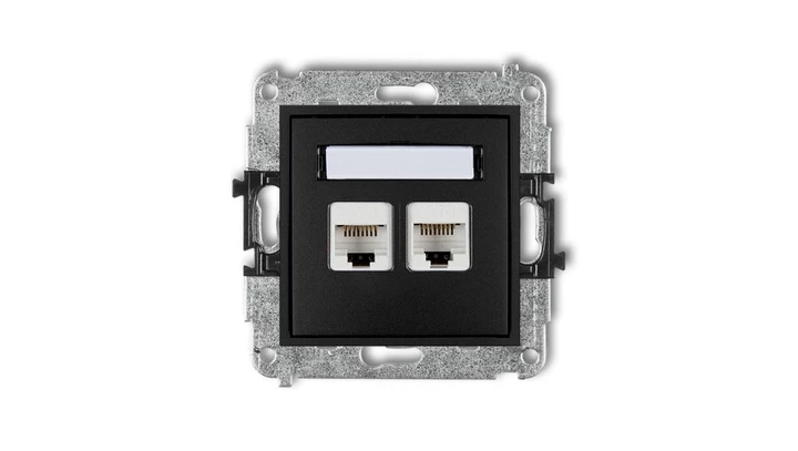 MINI Gniazda komputerowe podwójne 2xRJ45, kat. 5e, 8-stykowy czarny mat 12MGK-2