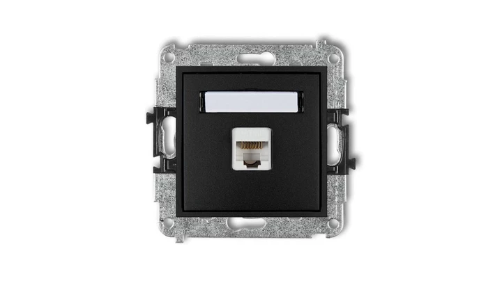 MINI Gniazdo komputerowe pojedyncze 1xRJ45 kat. 6 ekranowane 8-stykowy czarny mat 12MGK-5