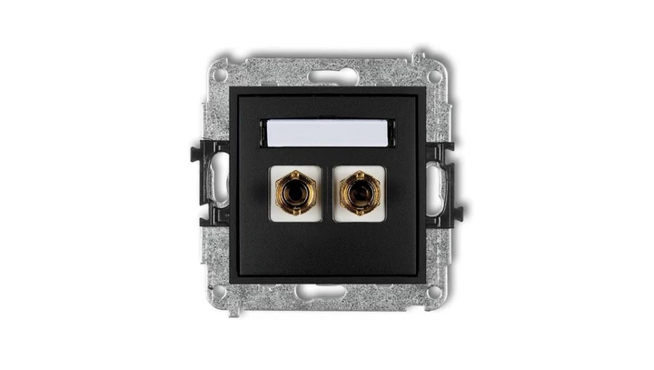 MINI Gniazdo głośnikowe pojedyncze (typu banan - czerwony i czarny pozłacany 4 mm2 skręcany) czarny mat 12MGG-4