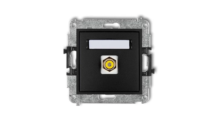 MINI Gniazdo pojedyncze RCA (typu cinch - żółty pozłacany) czarny mat 12MGRCA-1