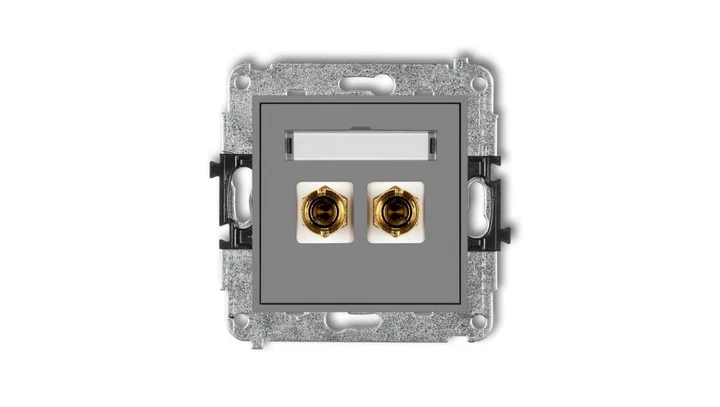 MINI Gniazdo głośnikowe pojedyncze (typu banan - czerwony i czarny pozłacany 4 mm2 skręcany) szary mat 27MGG-4