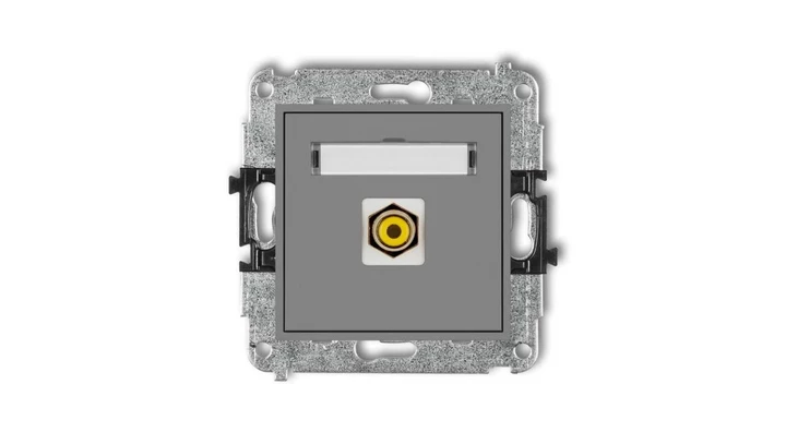 MINI Gniazdo pojedyncze RCA (typu cinch - żółty pozłacany) szary mat 27MGRCA-1