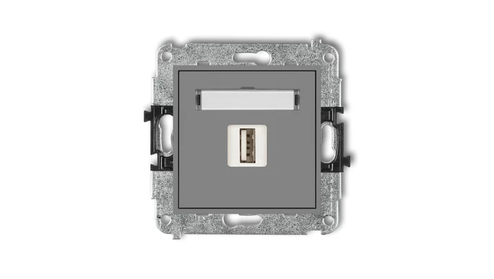 MINI Gniazdo pojedyncze USB-AA 2.0 szary mat 27MGUSB-1