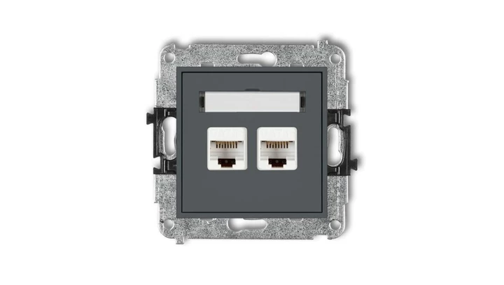 MINI Gniazdo komputerowe podwójne 2xRJ45 kat. 6 8-stykowy grafitowy mat 28MGK-4