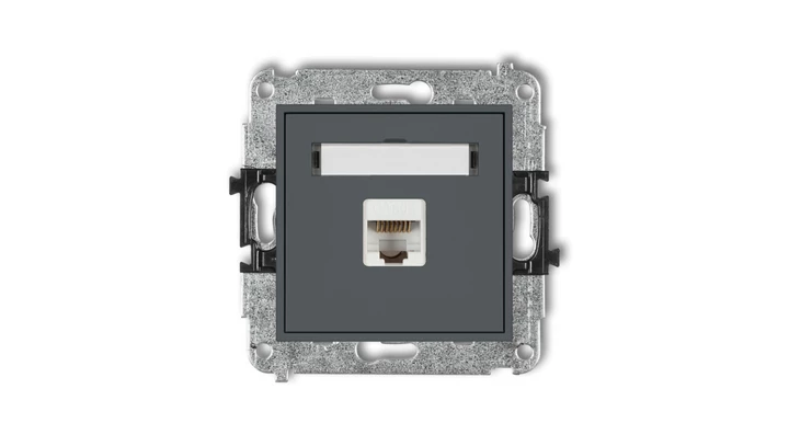 MINI Gniazdo komputerowe pojedyncze 1xRJ45 kat. 6 ekranowane 8-stykowy grafitowy mat 28MGK-5