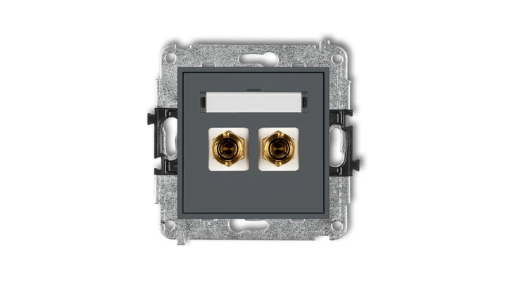 MINI Gniazdo głośnikowe pojedyncze (typu banan - czerwony i czarny pozłacany 4 mm2 skręcany) grafitowy mat 28MGG-4