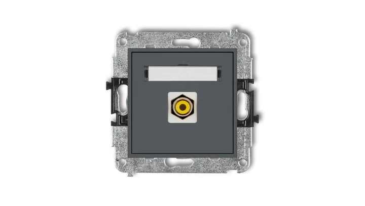 MINI Gniazdo pojedyncze RCA (typu cinch - żółty pozłacany) grafitowy mat 28MGRCA-1