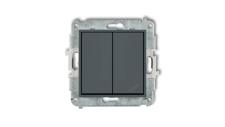 MINI Łącznik pojedynczy ze schodowym (wspólne zasilanie) grafitowy mat 28MWP-10.1