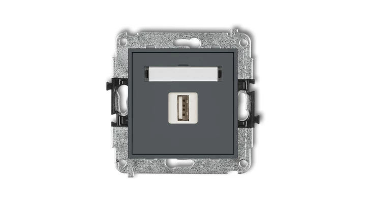 MINI Gniazdo pojedyncze USB-AA 2.0 grafitowy mat 28MGUSB-1
