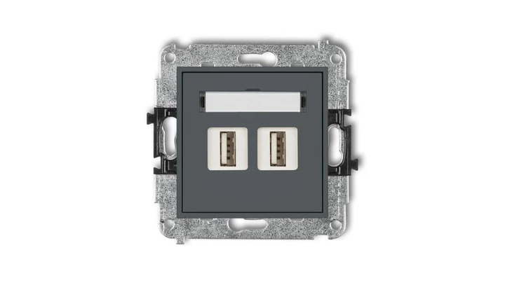 MINI Gniazdo podwójne 2xUSB-AA 3.0 grafitowy mat 28MGUSB-6