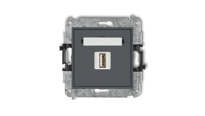 MINI Ładowarka USB pojedyncza 5V 1A grafitowy mat 28MCUSB-1