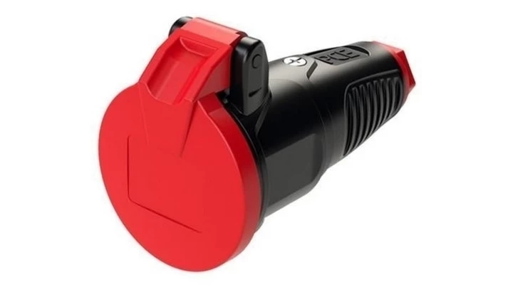 Gniazdo przenośne gumowe 16A 230V IP54 TAURUS2 z klapką pierścień czerwony 2412-srw