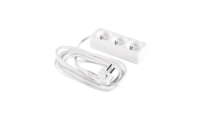 Przedłużacz 3-gniazda z/u 1,5m /H05VV-F 3G1/ biały PM-BW-3G-15