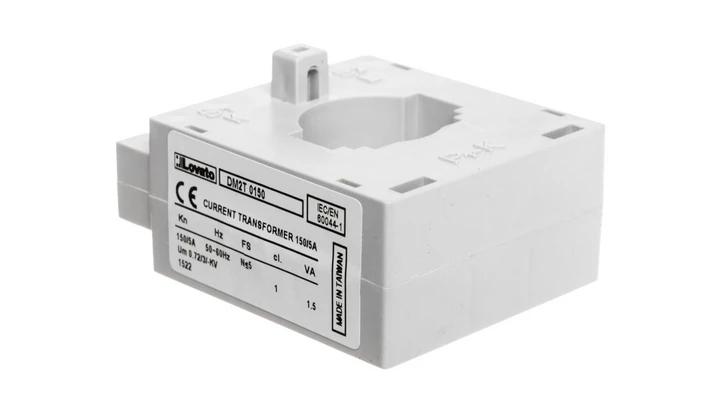 Przekładnik prądowy 150/5A, klasa 1, na przewód fi 23mm, na szynę 30x10mm, 25x12,5mm, 20x15mm DM2T0150