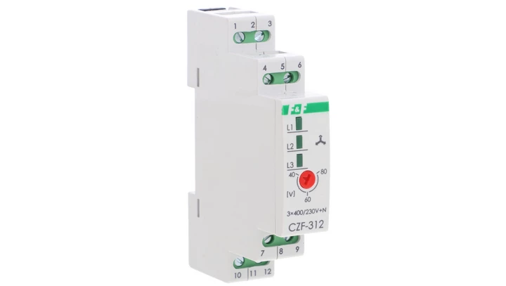 Mikroprocesorowy przekaźnik zaniku i asymetrii faz monitor t\0,2s montaż na szynie DIN,True RMS CZF-312-TRMS