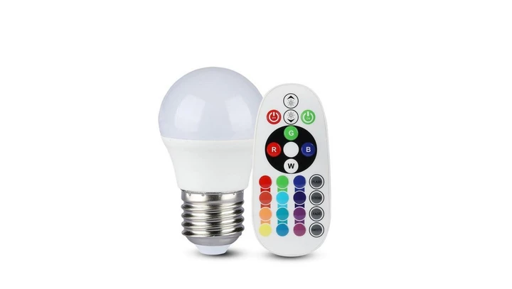 Żarówka LED 3,5W E27 G45 RGB+6400K Ściemnialna 320lm 180st. A+ (Sterowanie pilotem) 2774