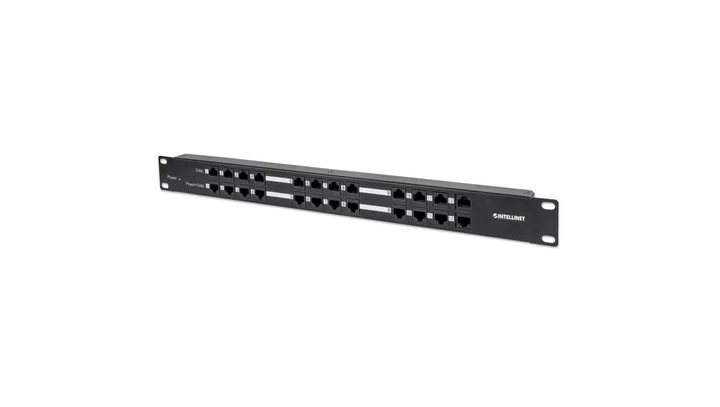 Patch panel zasilający PoE 24 porty RJ45, 120W, 1U, Cat5e 720342