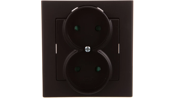 SONATA Gniazdo podwójne b/u z przesłonami czarny metalik GP-2RP/33