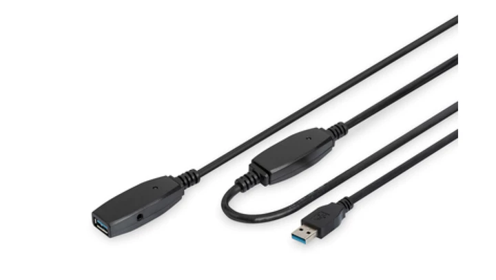 Kabel przedłużający USB 3.0 SuperSpeed Typ USB A/USB A M/Ż aktywny czarny 10m DA-73105