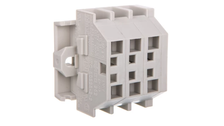 Listwa zaciskowa 2-przewodowa Ex 4mm2 3-torowa jasnoszara mocowanie śrubowe 262-133 /100szt./