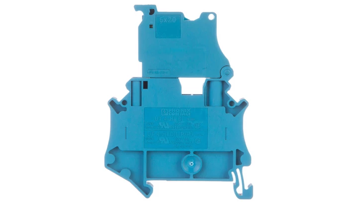 Złączka szynowa z bezpiecznikiem 5x20 6,3A 2-przewodowa 4mm2 niebieska UT 4-HESILED 24 (5X20) BU 3046537 /50szt./