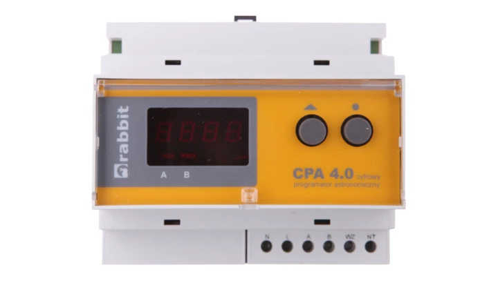 Cyfrowy programator astronomiczny CPA 4.0 230V AC 105x90x60mm AC1: 6A/250VAC DC1: 6A/24 V DC RABB7012G1W1