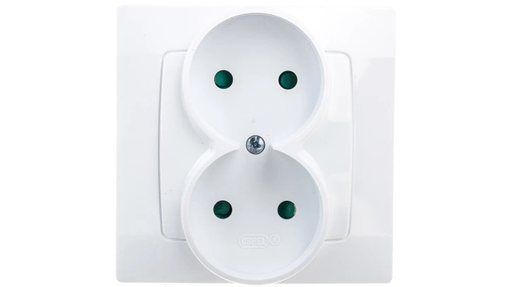 KARO Gniazdo podwójne b/u z przesłonami białe GP-2SP/00