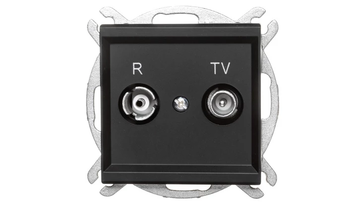 SONATA Gniazdo antenowe RTV przelotowe 10dB czarny metalik GPA-10RP/m/33