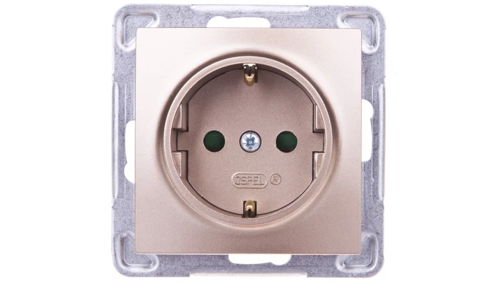 IMPRESJA Gniazdo pojedyncze z/u Schuko z przesłonami złoty metalik GP-1YSP/m/28