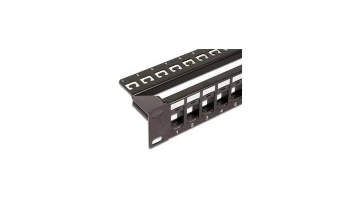Patch panel 24 porty na moduły Keystone, 1U, czarny