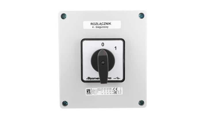 Łącznik krzywkowy 80A rozłącznik 0-1 4 - biegunowy w obudowie OB17 SK80-2.8210\OB17