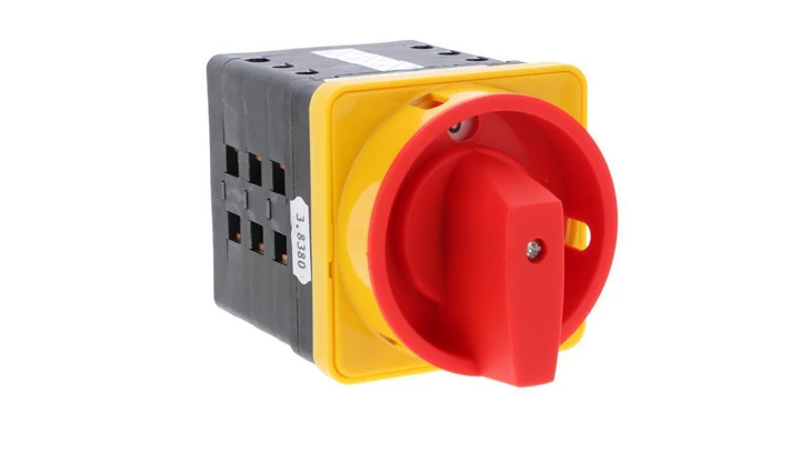 Łącznik krzywkowy 80A rozłącznik 1-0-2 3 - biegunowy mocowany do pulpitu czoło zamykane żółto-czerwone SK80-3.8380\P08