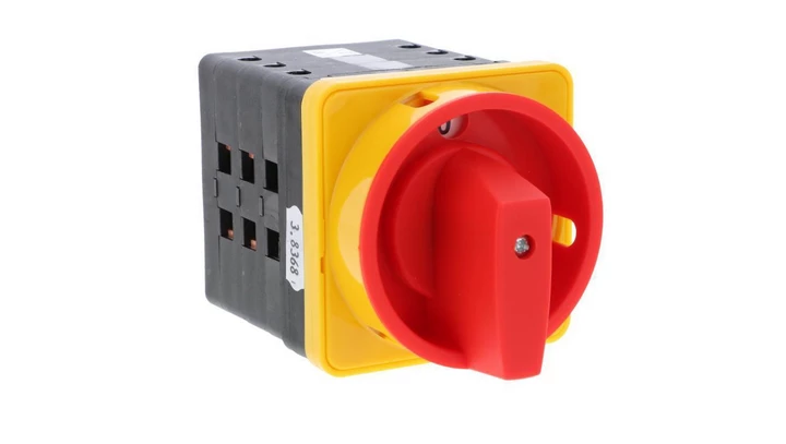Łącznik krzywkowy 80A przełącznik zmiany kierunku obrotów L-O-P mocowanie do pulpitu czoło zamykane żółto-czerwone SK80-3.8368\P