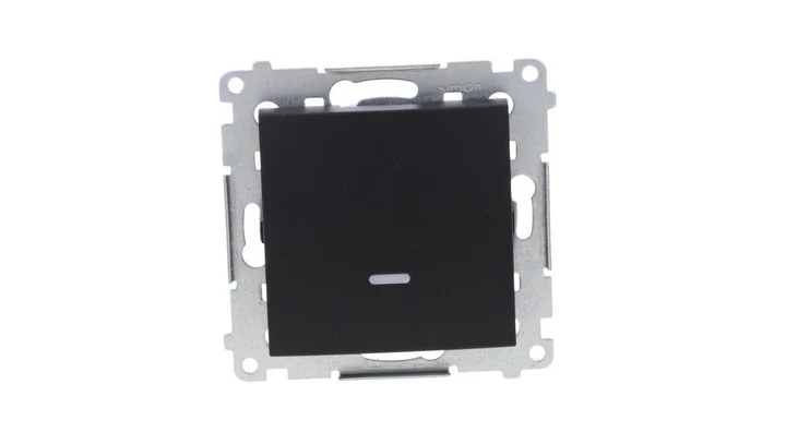 Simon 54 Łącznik jednobiegunowy z sygnalizacją załączenia LED (moduł) 10AX 250V szybkozłącza, czarny mat DW1ZL.01/49