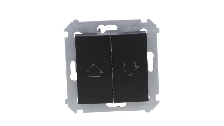 Simon 54 Przycisk roletowy do sterowania roletą z wielu miejsc (moduł) 10AX 250V zaciski śrubowe czarny mat DZP1W.01/49