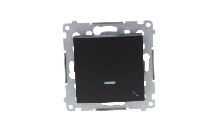 Simon 54 Łącznik schodowy z podświetleniem LED (moduł) 10AX 250V szybkozłącza, czarny mat DW6L.01/49