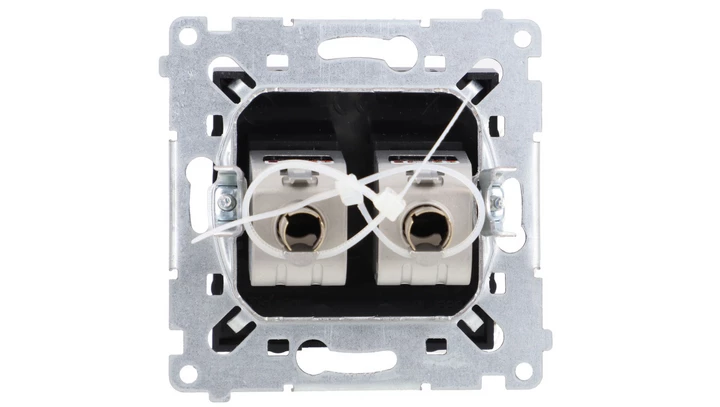 Simon 54 Gniazdo komputerowe podwójne RJ45 kategoria 6 ekranowane z przesłoną przeciwkurzową (moduł) czarny mat D62E.01/49