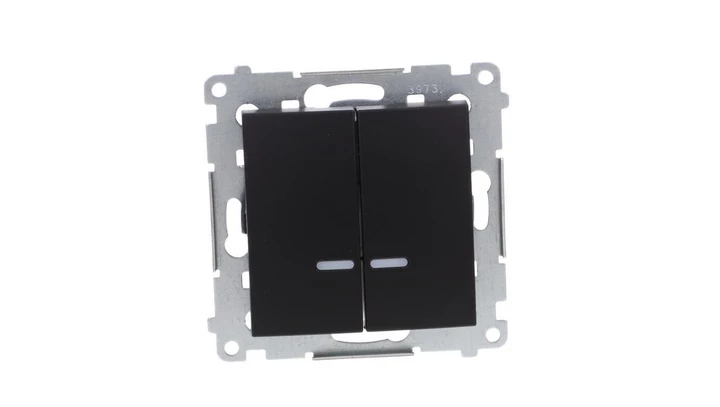 Simon 54 Łącznik świecznikowy z podśw LED i do wersji IP44 (moduł) 10AX 250V szybkozłącza, czarny mat z wkładkę DU1W DW5BL.01/49