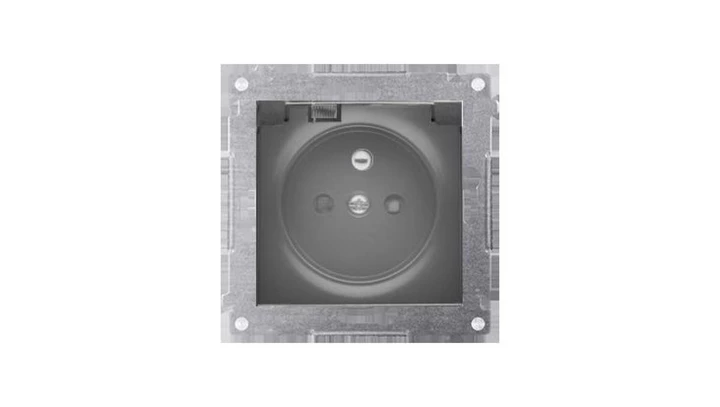 Simon 54 Gniazdo do wersji IP44 bez uszczelki (moduł) 16A 250V klapka trans. czarny mat wym. uszczelka ramki DGZ1BUZ.01/49A