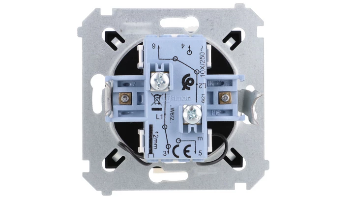 Simon 54 Łącznik schodowy podwójny z podświetleniem (moduł) 10AX 250V zaciski śrubowe czarny mat DW6/2L.01/49