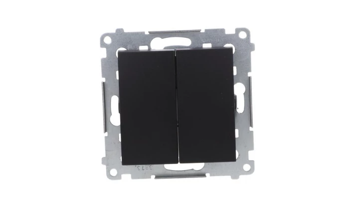 Simon 54 Łącznik świecznikowy do wersji IP44 (moduł) 10AX 250V szybkozłącza, czarny mat z wkładkę uszczelniającą DU1W DW5B.01/49