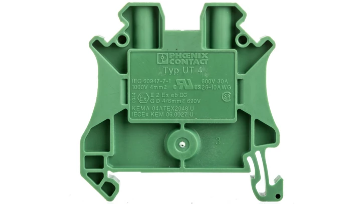 Złączka szynowa 2-przewodowa 4mm2 zielona Ex UT 4 GN 3045156 /50szt./