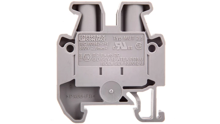 Złączka szynowa przelotowa 2-przewodowa 2,5mm2 szara Ex MUT 2,5 3248030 /50szt./