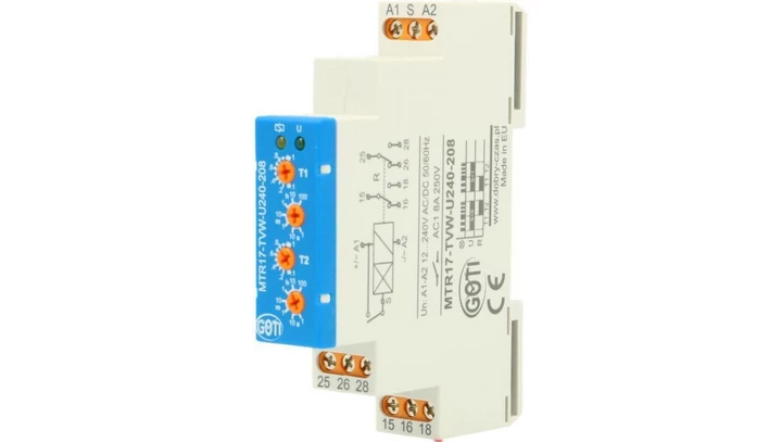 Przekaźnik czasowy styki 2Px8A AC1 12-240VAC/DC MTR17-TVW-U240-208