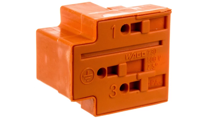 Wtyk rozgałęźny 3-torowy 2,5mm2 2x L, 1x PE pomarańczowy 730-113 /50szt./