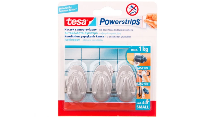 Haczyk samoprzylepny POWERSTRIPS owalny mały 3szt. + plastry max 1kg 4szt. 57519-00100-02