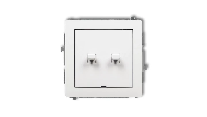 DECO Mechanizm łącznika jednobiegunowego ze schodowym w stylu amerykańskim (dwa klawisze bez piktogramów, osobne zasilanie) biał